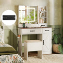 Vanity Desk with Mirror and Lights Farmhouse Makeup Dressing Table-White by LJGDeals