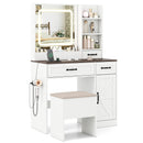 Vanity Desk with Mirror and Lights Farmhouse Makeup Dressing Table-White