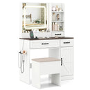 Vanity Desk with Mirror and Lights Farmhouse Makeup Dressing Table-White by LJGDeals
