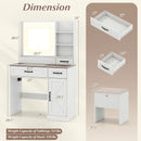 Vanity Desk with Mirror and Lights Farmhouse Makeup Dressing Table-White by LJGDeals