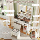 Vanity Desk with Mirror and Lights Farmhouse Makeup Dressing Table-White by LJGDeals