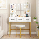 Vanity Desk with Mirror and Lights Makeup Dressing Table and Cushioned Stool Set-White by LJGDeals