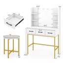 Vanity Desk with Mirror and Lights Makeup Dressing Table and Cushioned Stool Set-White by LJGDeals