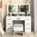 Vanity Desk with Mirror and Lights Makeup Table with Power Outlets by LJGDeals