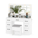 Vanity Desk with Mirror and Lights Makeup Table with Power Outlets by LJGDeals