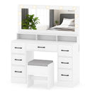 Vanity Desk with Mirror and Lights Makeup Table with Power Outlets by LJGDeals