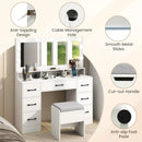 Vanity Desk with Mirror and Lights Makeup Table with Power Outlets by LJGDeals