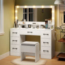 Vanity Desk with Mirror and Lights Makeup Table with Power Outlets by LJGDeals