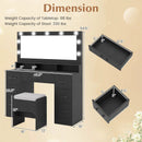 Vanity Desk with Mirror and Lights Makeup Table with Power Outlets by LJGDeals
