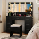 Vanity Desk with Mirror and Lights Makeup Table with Power Outlets by LJGDeals