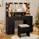 Vanity Desk with Mirror and Lights Makeup Table with Power Outlets by LJGDeals