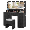 Vanity Desk with Mirror and Lights Makeup Table with Power Outlets by LJGDeals