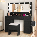 Vanity Desk with Mirror and Lights Makeup Table with Power Outlets by LJGDeals