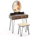 Vanity Table Set with 3-Color Lighted Dimmable Mirror by LJGDeals