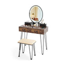 Vanity Table Set with 3-Color Lighted Dimmable Mirror by LJGDeals