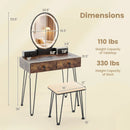 Vanity Table Set with 3-Color Lighted Dimmable Mirror by LJGDeals