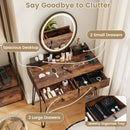 Vanity Table Set with 3-Color Lighted Dimmable Mirror by LJGDeals