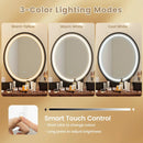 Vanity Table Set with 3-Color Lighted Dimmable Mirror by LJGDeals