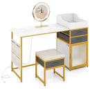 Vanity Desk with Rotatable Lighted Mirror 55 Inch Makeup Vanity Table-White by LJGDeals