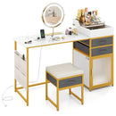 Vanity Desk with Rotatable Lighted Mirror 55 Inch Makeup Vanity Table-White by LJGDeals