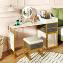 Vanity Desk with Rotatable Lighted Mirror 55 Inch Makeup Vanity Table-White by LJGDeals
