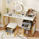 Vanity Desk with Rotatable Lighted Mirror 55 Inch Makeup Vanity Table-White by LJGDeals