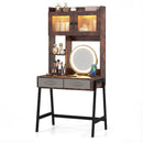 Vanity Desk with Rotatable Mirror and Lights Modern Dressing Table with 3 Light Colors-Brown by LJGDeals