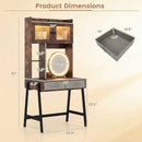 Vanity Desk with Rotatable Mirror and Lights Modern Dressing Table with 3 Light Colors-Brown by LJGDeals