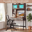 Vanity Desk with Rotatable Mirror and Lights Modern Dressing Table with 3 Light Colors-Brown by LJGDeals