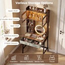 Vanity Desk with Rotatable Mirror and Lights Modern Dressing Table with 3 Light Colors-Brown by LJGDeals