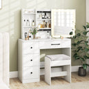 Vanity Desk with Sliding Mirror and Lights Makeup Table and Chair Set with 4 Drawers-White by LJGDeals