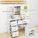 Vanity Desk with Sliding Mirror and Lights Makeup Table and Chair Set with 4 Drawers-White by LJGDeals