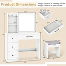 Vanity Desk with Sliding Mirror and Lights Makeup Table and Chair Set with 4 Drawers-White by LJGDeals