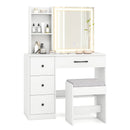 Vanity Desk with Sliding Mirror and Lights Makeup Table and Chair Set with 4 Drawers-White by LJGDeals