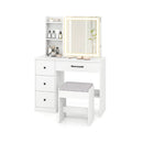 Vanity Desk with Sliding Mirror and Lights Makeup Table and Chair Set with 4 Drawers-White by LJGDeals