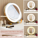 Vanity Desk with with Lighted Adjustable Mirror for Bedroom by LJGDeals
