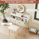 Vanity Desk with with Lighted Adjustable Mirror for Bedroom by LJGDeals