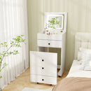 3-in-1 Vanity Set with Cushioned Stool and Flip-up Mirror-White by LJGDeals
