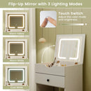 3-in-1 Vanity Set with Cushioned Stool and Flip-up Mirror-White by LJGDeals