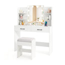 Vanity Set with Lighted Mirror and Stool with Power Outlet by LJGDeals