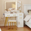 Vanity Set with Mirror and Lights and Table with Adjustable Brightness-White by LJGDeals