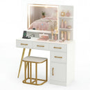 Vanity Set with Mirror and Lights and Table with Adjustable Brightness-White by LJGDeals