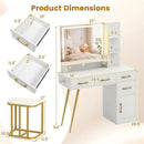 Vanity Set with Mirror and Lights and Table with Adjustable Brightness-White by LJGDeals