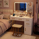Vanity Set with Mirror and Lights and Table with Adjustable Brightness-White by LJGDeals
