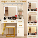 Vanity Set with Mirror and Lights and Table with Adjustable Brightness-White by LJGDeals