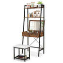 Ladder Vanity Desk Set with Flip Top Mirror and Cushioned Stool by LJGDeals