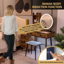 Vanity Table Set with 3-Color Lighted Mirror and Cushioned Stool by LJGDeals