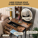 Vanity Table Set with 3-Color Lighted Mirror and Cushioned Stool by LJGDeals