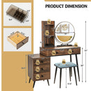 Vanity Table Set with 3-Color Lighted Mirror and Cushioned Stool by LJGDeals