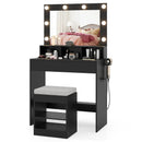 Vanity Table Set with Lighted Mirror and Cushion Stool by LJGDeals
